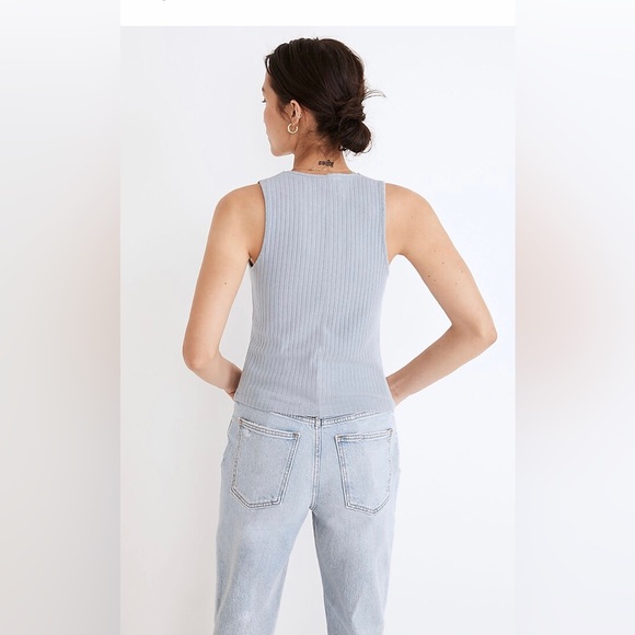 Madewell Ribbed Button Front Crop Top - Picture 5 of 7